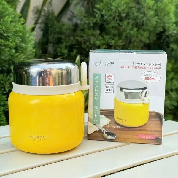 Hộp Giữ Nhiệt Kaiyo Dung Tích 500ml, Inox 316, Vàng/Xanh Mint