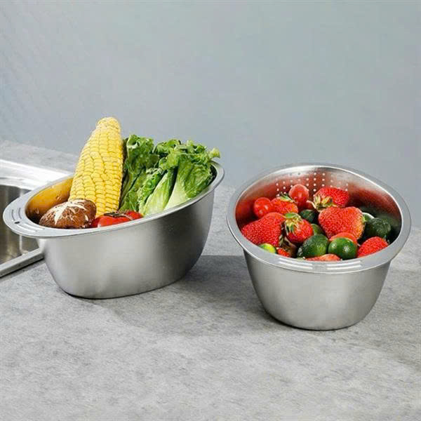 Chậu Vo Gạo, Lọc Rửa Đa Năng Inox 304 Size 24cm NC63