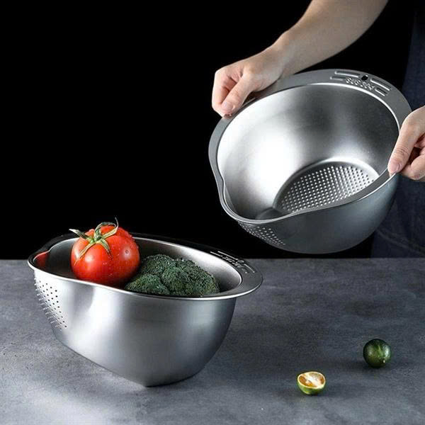 Chậu Vo Gạo, Lọc Rửa Đa Năng Inox 304 Size 24cm NC63