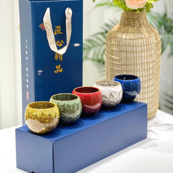 BỘ 5 CHÉN UỐNG TRÀ KIẾN TRẢN NGŨ HÀNH CAO CẤP