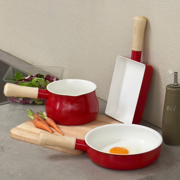 Bộ Chảo Quánh Mini Chống Dính Ceramic Cán Gỗ Todaii Nhật Bản 