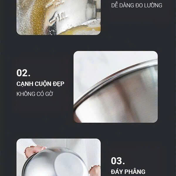 Bộ 3 Thố Trộn Inox Cao Cấp GHA303