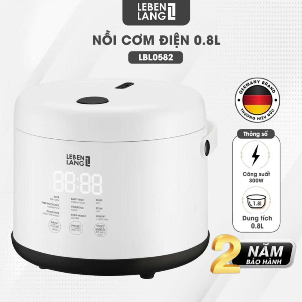 Nồi Cơm Điện Lebenlang LBL0582 Dung Tích 0,8L, Lòng Nồi Inox 304